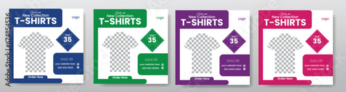 super sale t shirt media social post or square banner template design