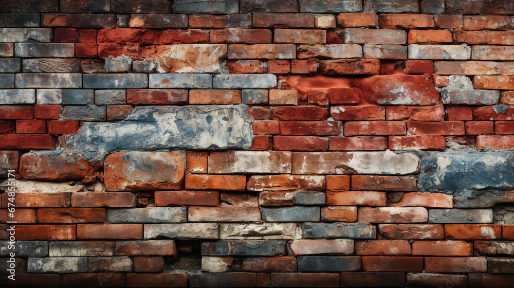 Fototapeta premium Orange bricked wall for presentations and backgrounds