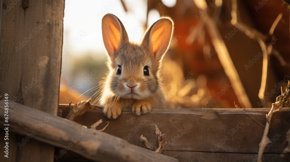 Obraz premium Adopt a Rescued Rabbit Month Concept
