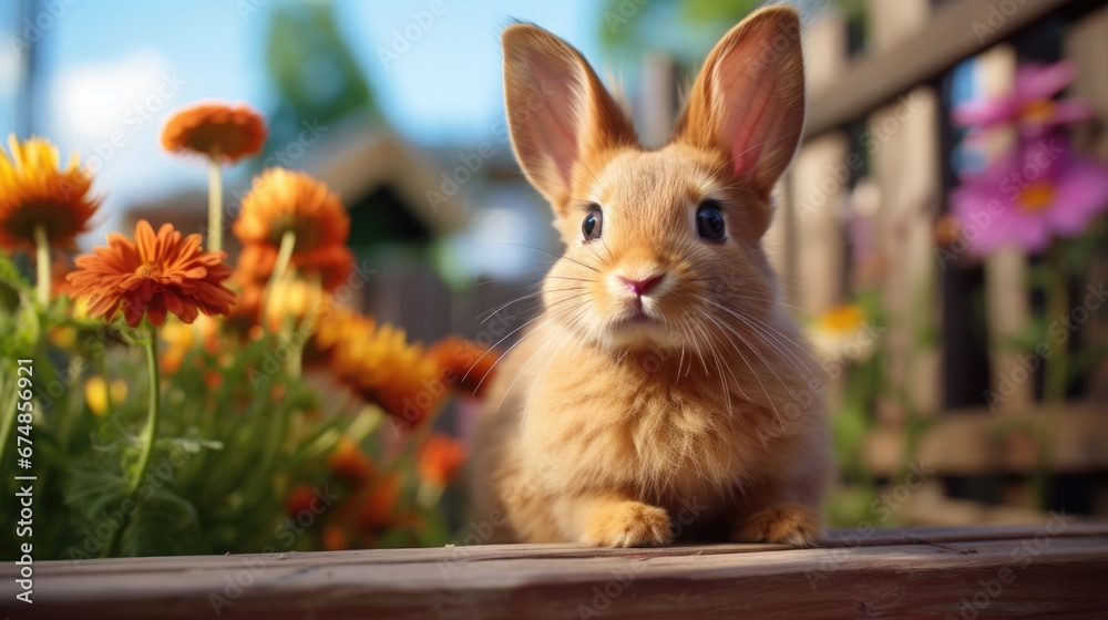 Fototapeta premium Adopt a Rescued Rabbit Month Concept