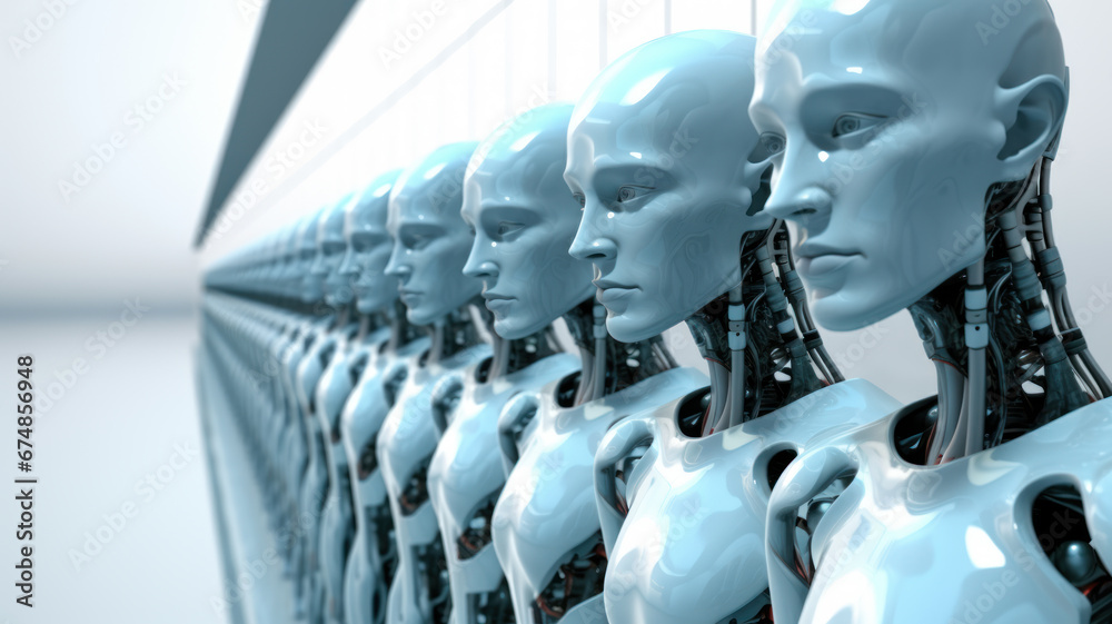 Fototapeta premium Futuristic Robot in Line