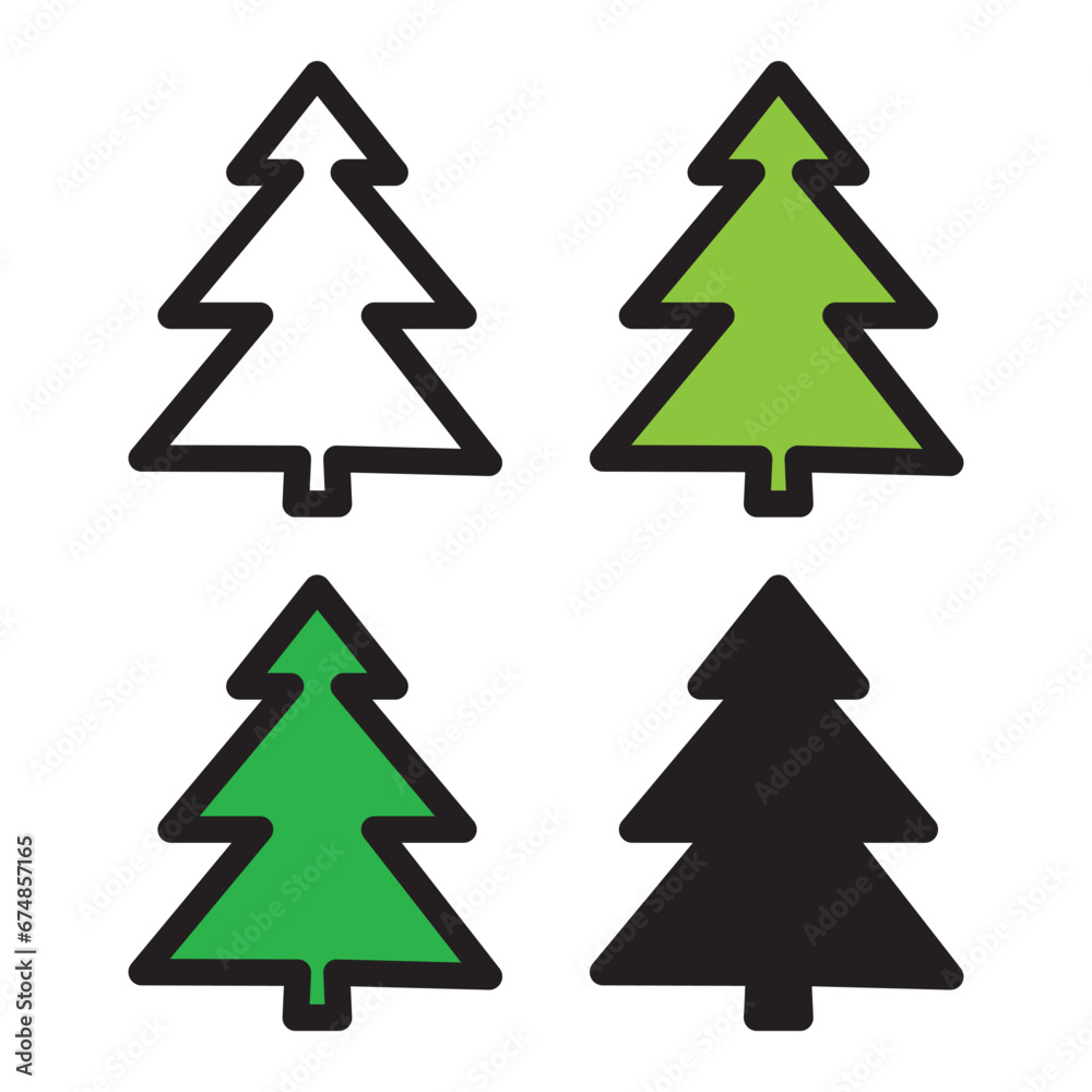 Christmas tree outline set. Icon. vector. Christmas tree outline set. Icon. vector.