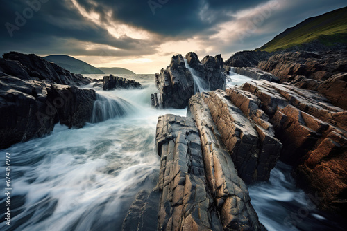 Dramatic Sunset over Irish Coastline. 4K Wallpaper.