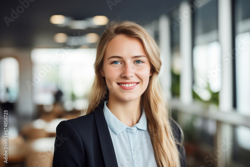 Happy Young Woman Wearing Business Dress
