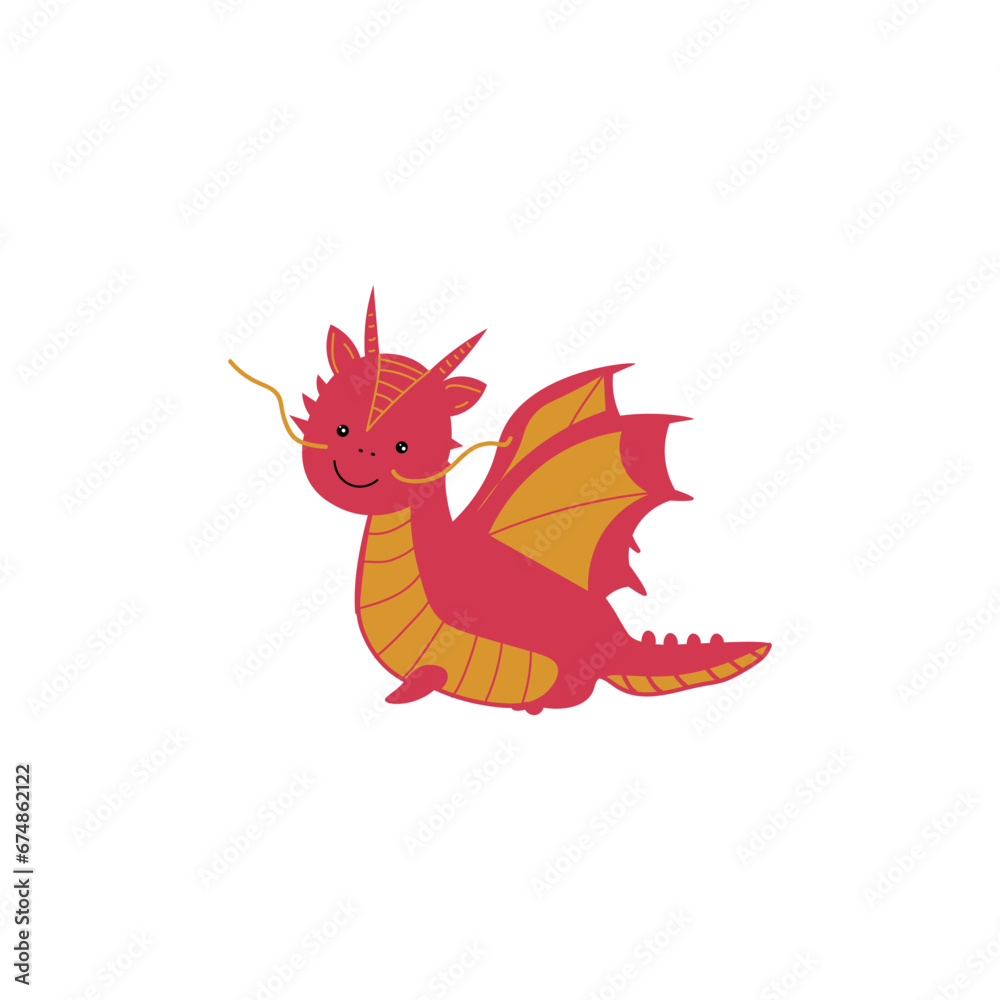Cute red dragon on white background Cute red dragon on white background