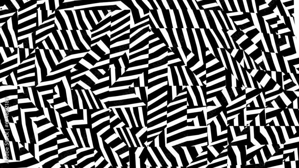 Abstract background with black stripes.Seamless loop video.Monochrome pattern.