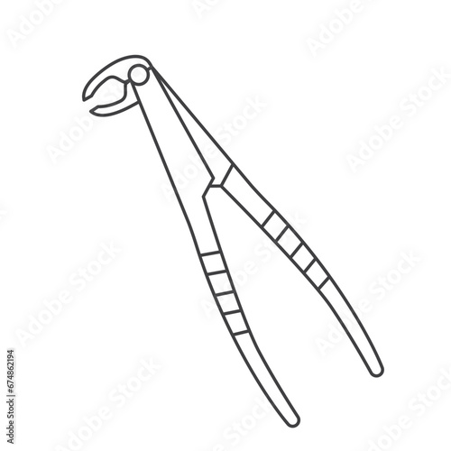 dental extraction forceps outline icon- vector illustration