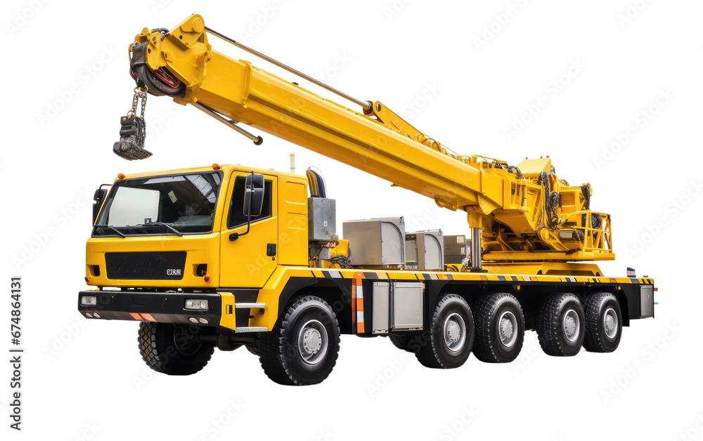 Powerful Mobile Crane Hoisting Heavy on isolated background