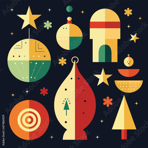 Infuse your designs with festive charm using our modern vector elements set, featuring stylish Christmas shapes and holiday spirit.