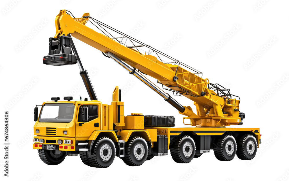 Mobile Crane Raising Weighty Load on isolated background