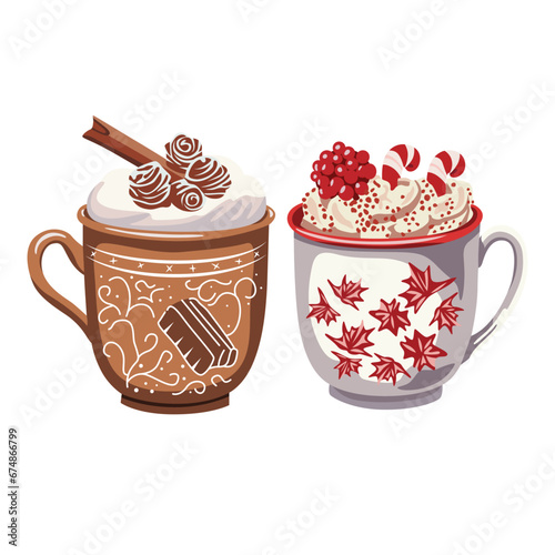 Indulge in the cozy holiday spirit with our Christmas hot drink vector elements set, perfect for adding warmth to your festive designs.