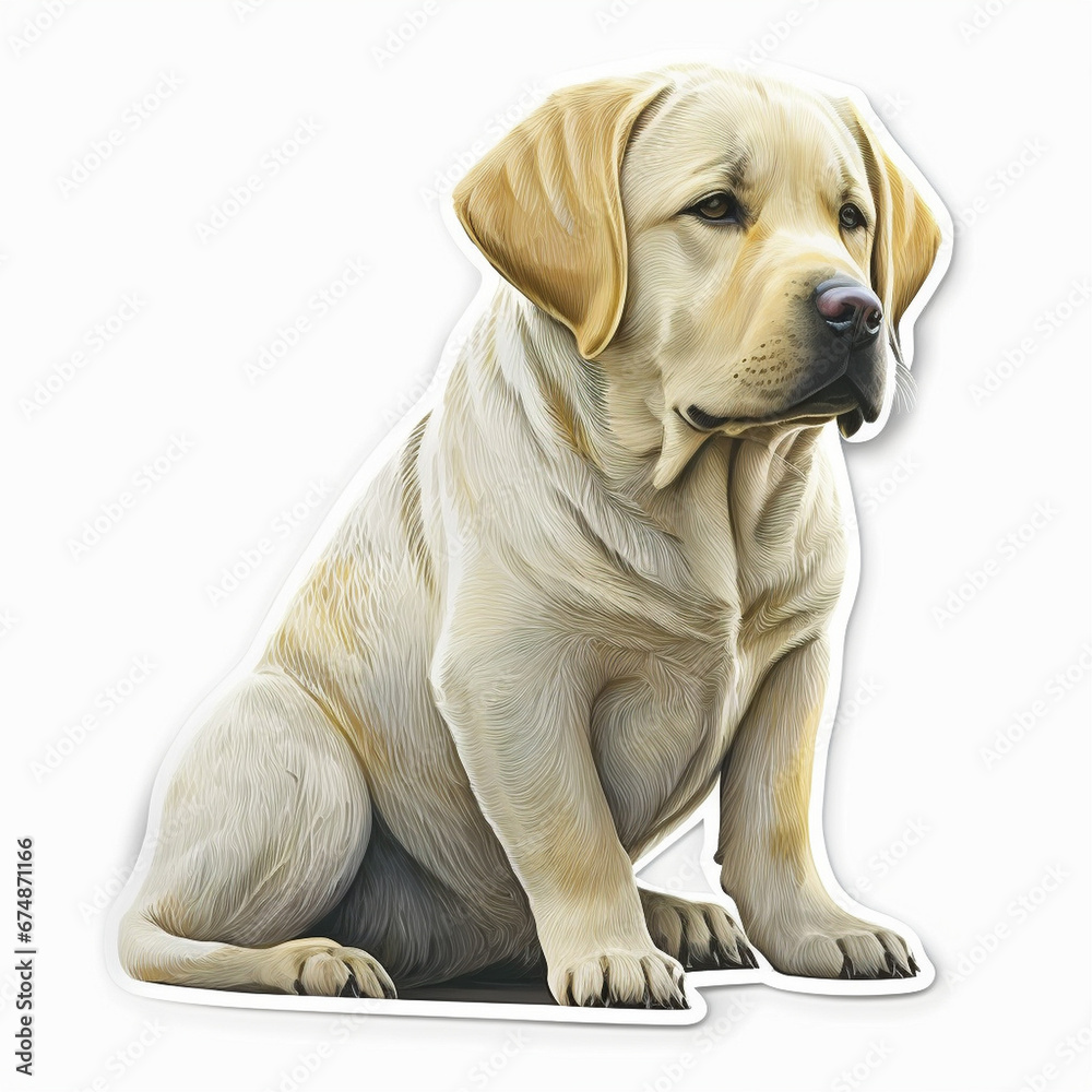 golden retriever dog cut out sticker Generative AI golden retriever dog cut out sticker Generative AI