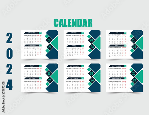 2024 new year desk calendar template 