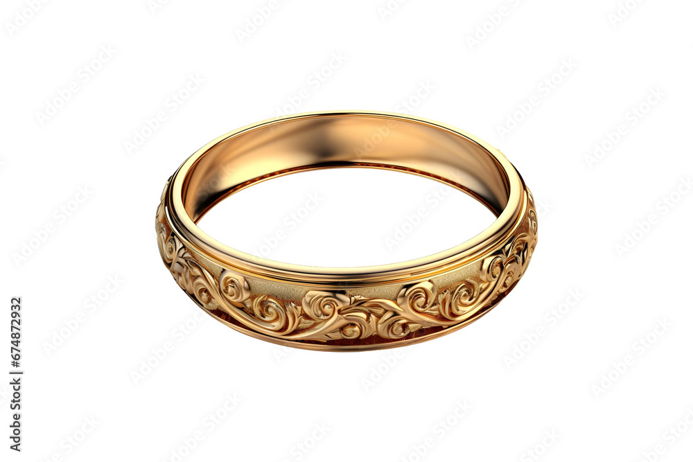 Golden bracelet or bangle isolated on white and transparent background Golden bracelet or bangle isolated on white and transparent background