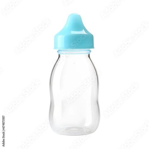 Empty baby bottle isolated on white and transparent background