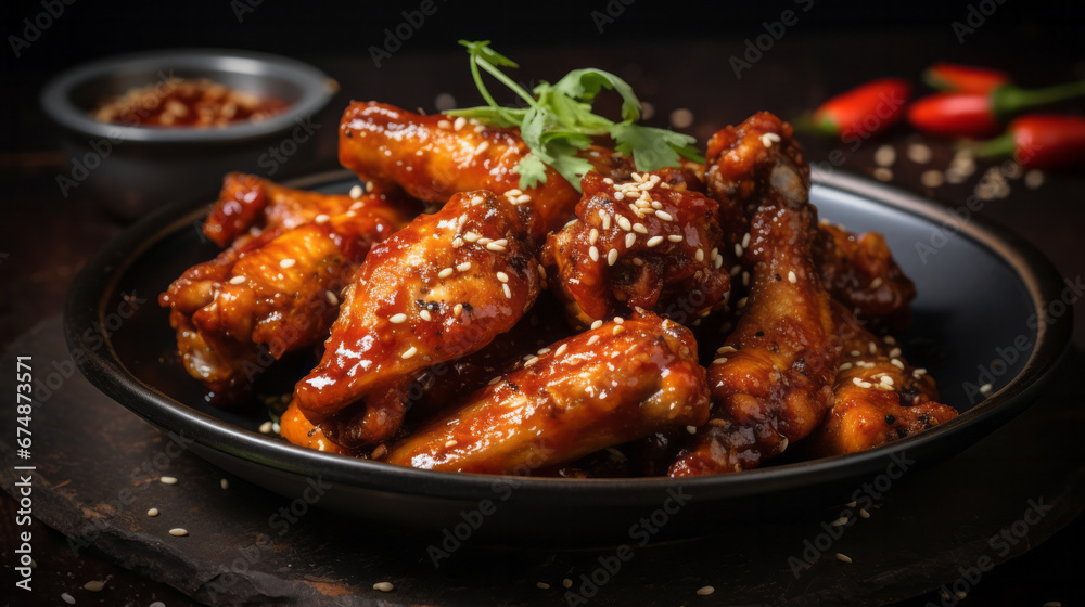 Korean Style Chicken Wings created with Generative AI Technology, ai, generative Korean Style Chicken Wings created with Generative AI Technology, ai, generative