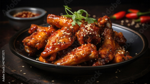 Korean Style Chicken Wings created with Generative AI Technology, ai, generative