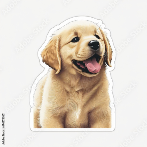 golden retriever dog cut out sticker Generative AI © Sunita