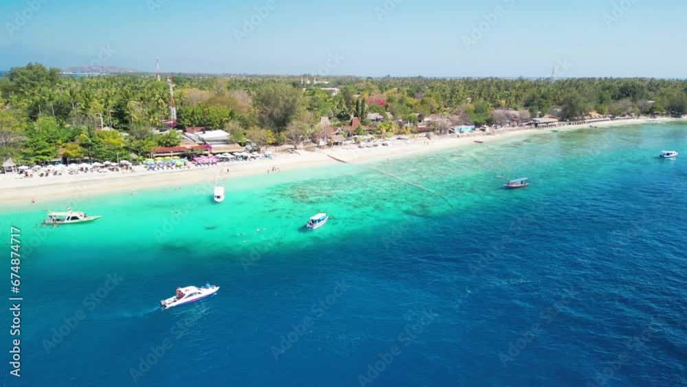 Amazing aerial view of Gili Air coastline on a sunny day, Indonesia Amazing aerial view of Gili Air coastline on a sunny day, Indonesia