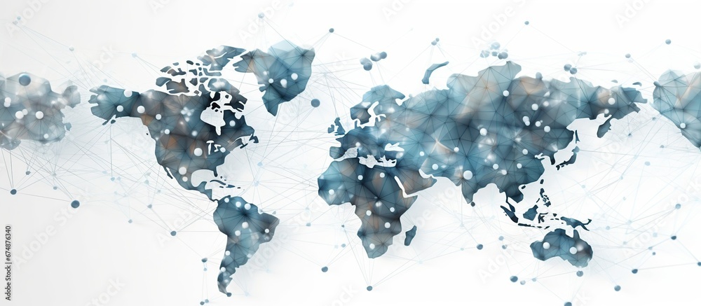 Global network connection. World map point and line composition concept of global business. - obrazy, fototapety, plakaty 