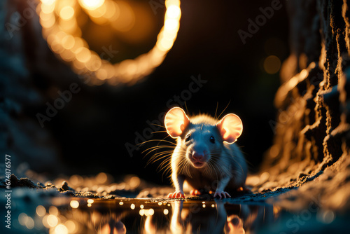 Rat in a filthy sewer, AI generated