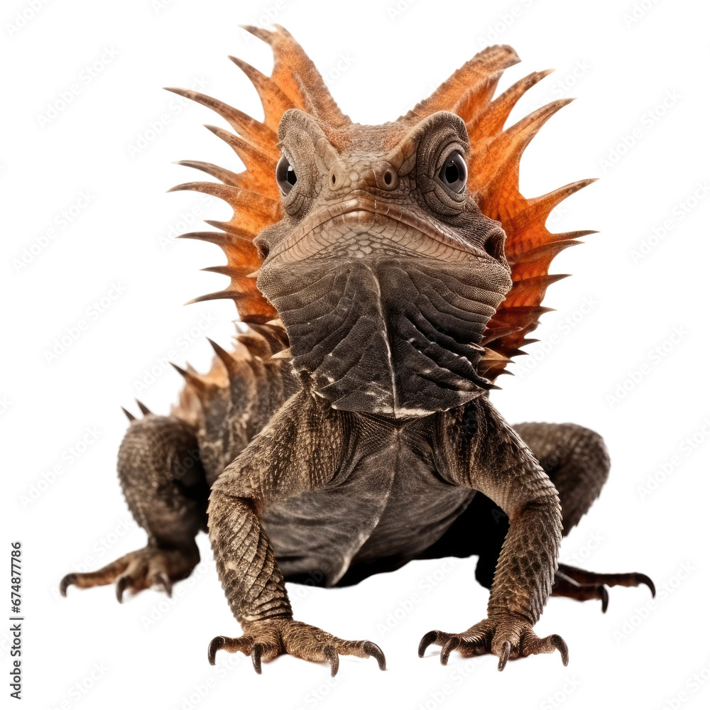 Obraz premium Frilled Lizard on Transparent Background
