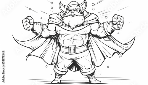 Superhero Santa Claus Character Illustration  Playful Frosty Emergence in a Children s Book Style