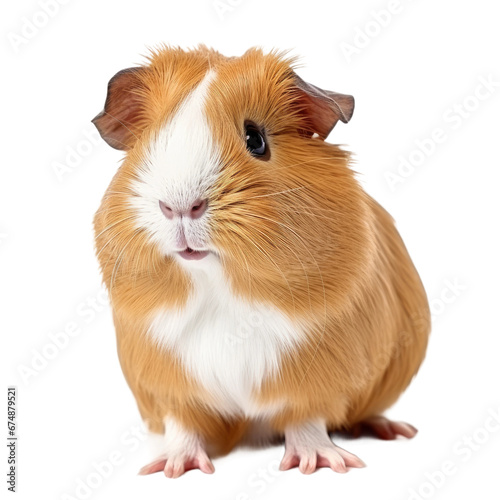 Cute Guinea Pig Rodent Portrait, Isolated on Transparent Background