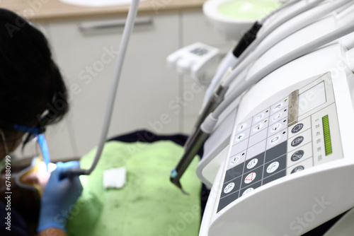 equipment for a modern dental office, invisible overlays on teeth 