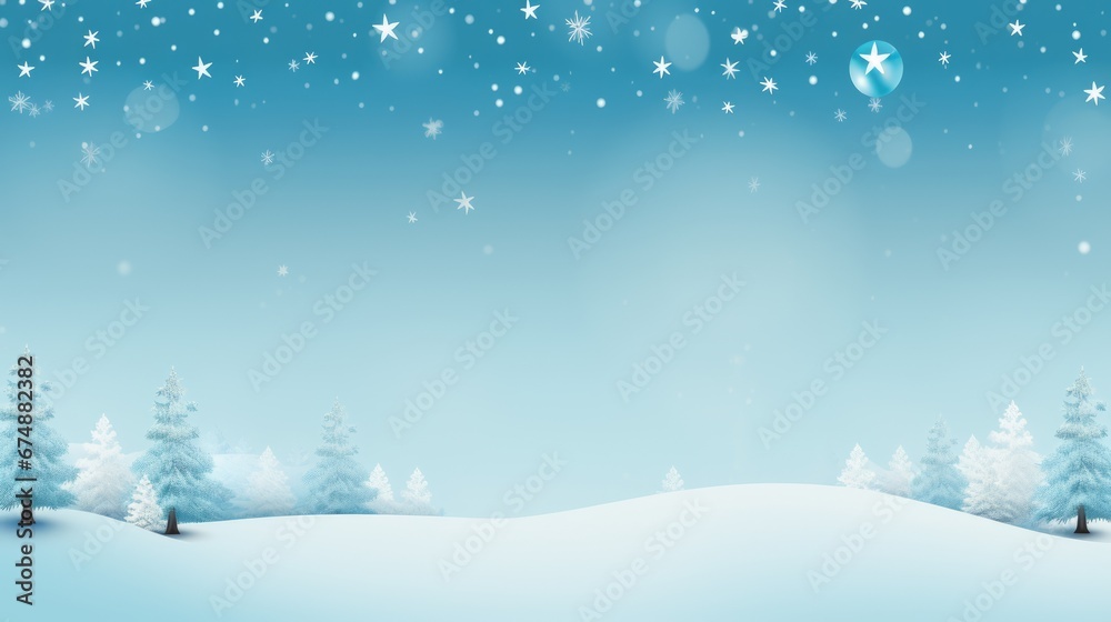 christmas style snowy blue background for text