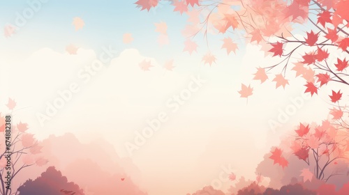 watercolor autumn leaves background for text