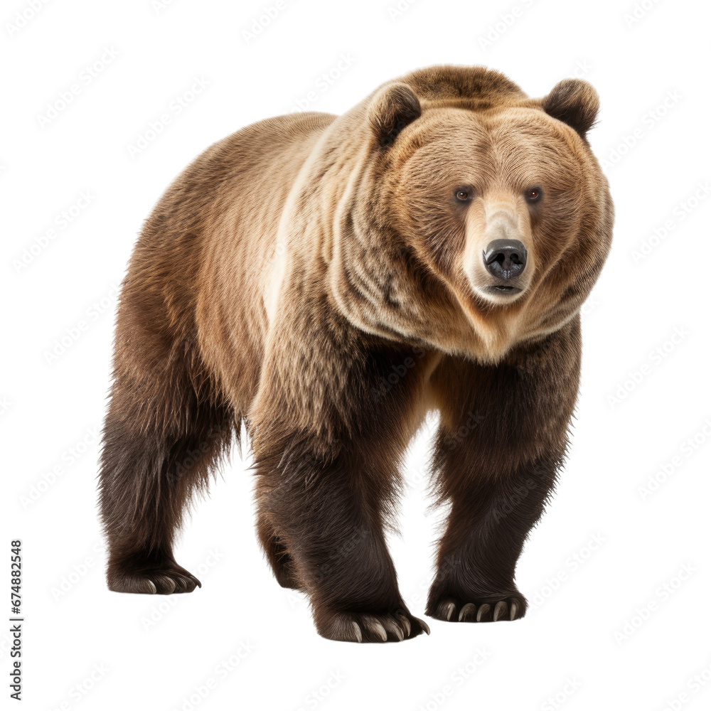 Fototapeta premium Brown Bear Standing on Transparent Background