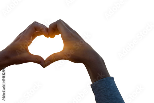 hands in the shape of a heart isolated on white background