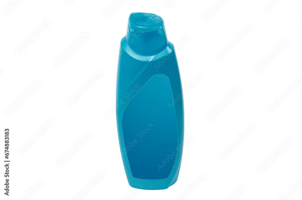 shower gel in a blue bottle on a white background. hygiene product in a plastic turquoise bottle on a light texture. shampoo production concept shower gel in a blue bottle on a white background. hygiene product in a plastic turquoise bottle on a light texture. shampoo production concept