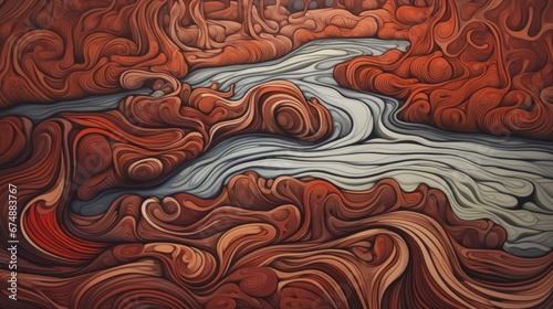 Flowing lava creating intricate natural patterns