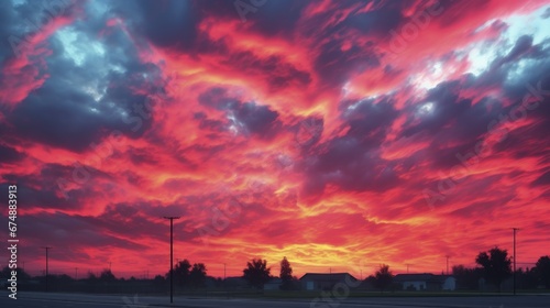 Gradient sky during a dramatic stormy sunrise