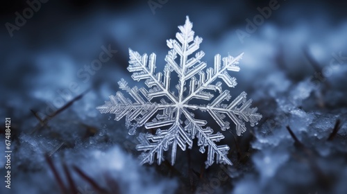 Macro photography of intricate snowflake structure © Gefo