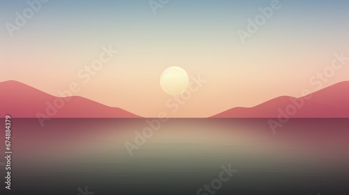 Serene gradient sunset over calm ocean © Gefo