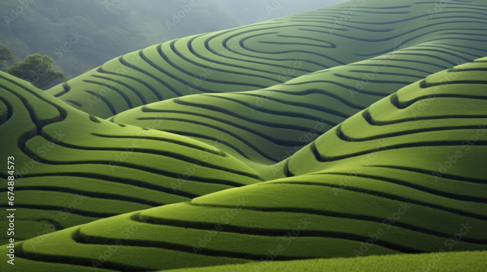 Undulating patterns of a rolling hillside
