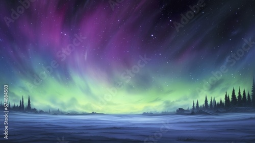 Vibrant aurora borealis dancing across sky