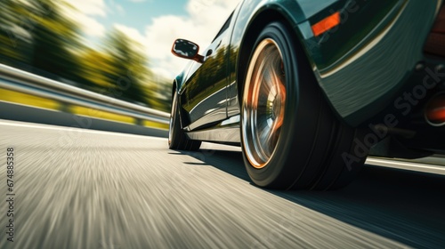 Sports car riding on highway road wallpaper. Car in fast motion 4k. Fast-moving car. Fast-moving supercar on the street. © Abdumumin