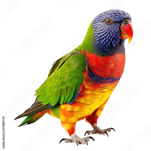 Rainbow Lorikeet Parrot on Transparent Background, Colorful Bird