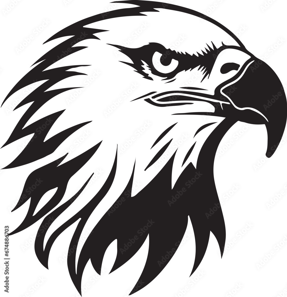 Eagle silhouette black and white logo template animal tattoo symbol and sign 