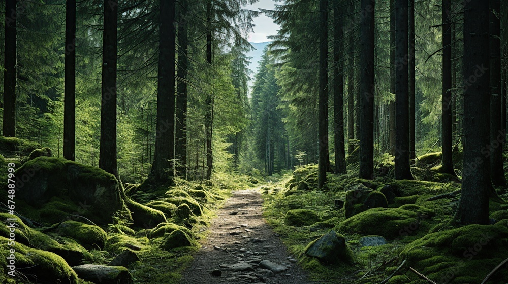 Fototapeta premium Into the forest. Nature composition.