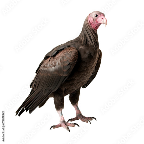 Turkey vulture on transparent background, wild animal portrait