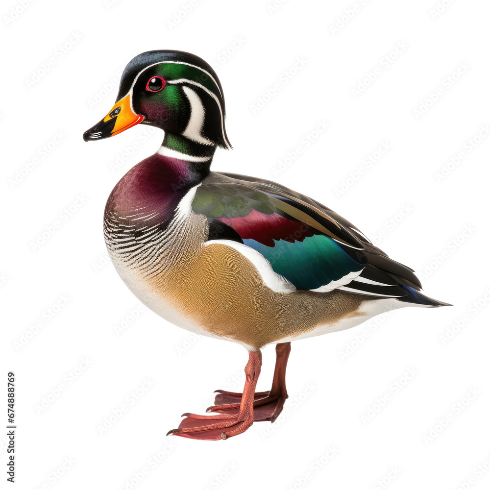 Obraz premium Duck on transparent background, wild animal portrait