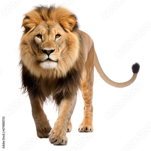 Lion on transparent background  wild animal portrait