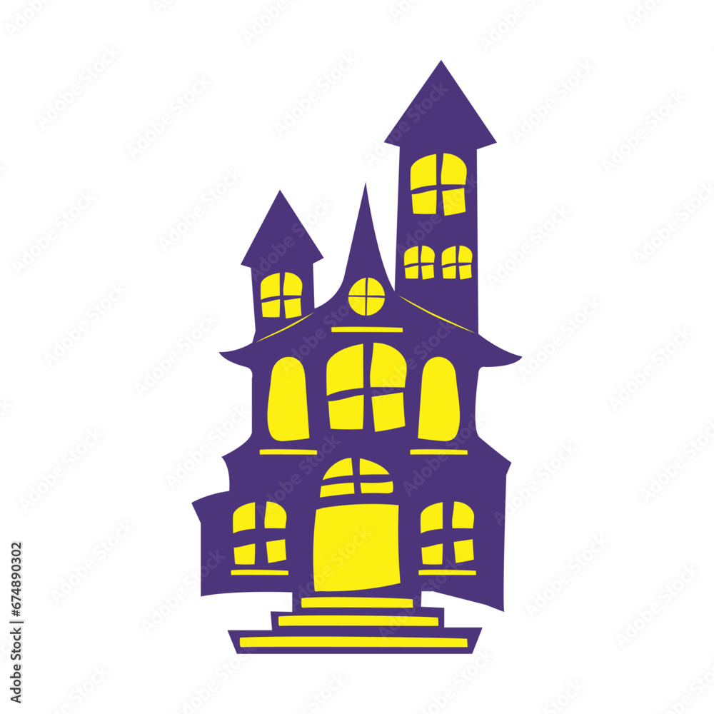 Haunted spooky halloween castle icon Vector