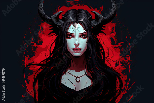 Horned demon witch. Generative AI