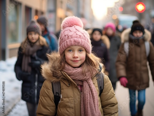 Smiling Women in Fur Coats on Snowy City Street8